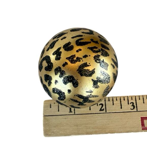 26 Shatterproof 2.25" Christmas Tree Ornaments Gold Cheetah Glitter Assortment - Picture 2 of 7